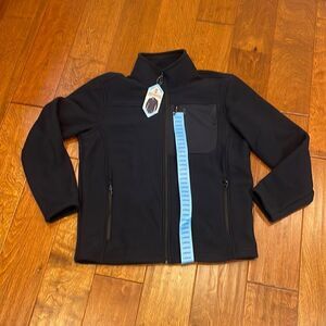 Free Country Brand Dark Navy Blue/Black Zip Up Light Weight Jacket Size Large